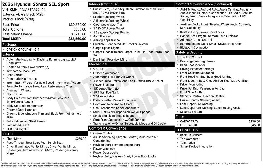 New 2026 Abyss Black Hyundai SEL Sport image 35