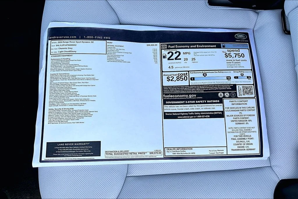New 2026 Gray Land Rover Dynamic SE image 14