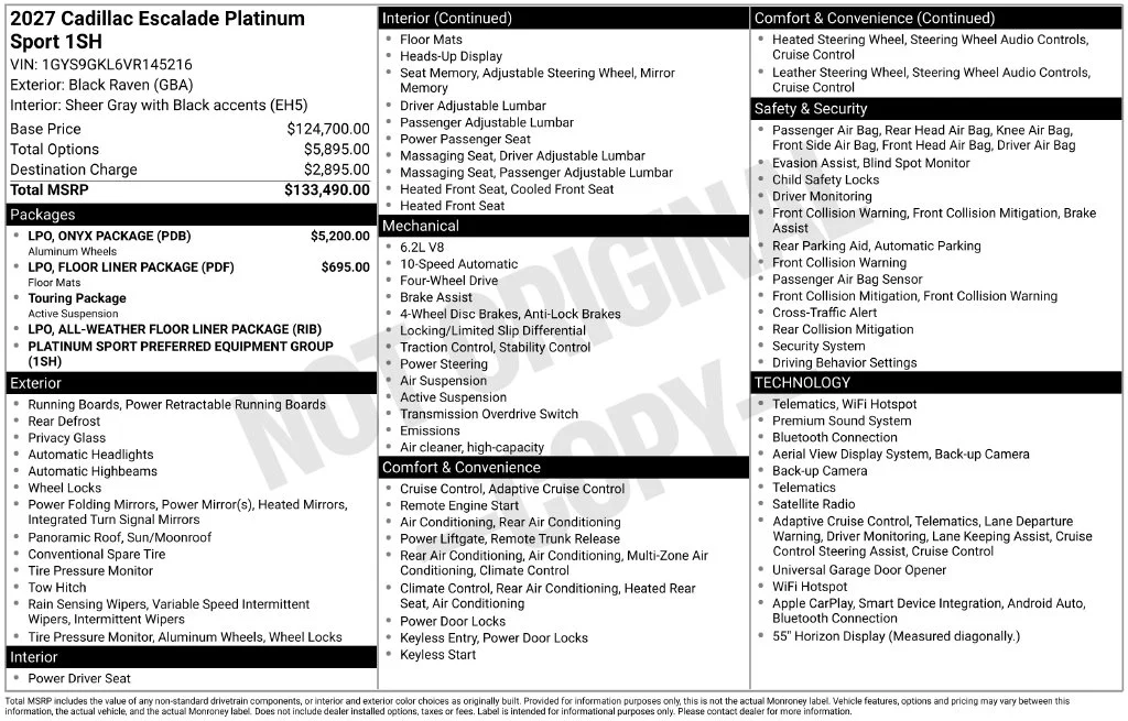 New 2027 Black Cadillac Platinum Sport image 2