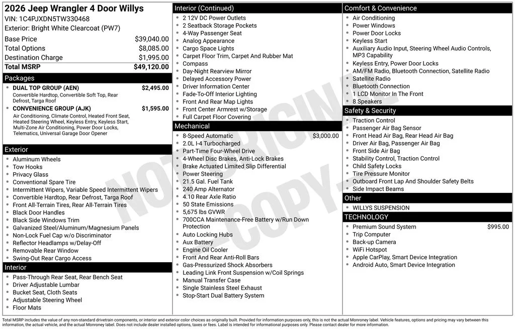 New 2026 Bright White Clearcoat Jeep Willys image 2
