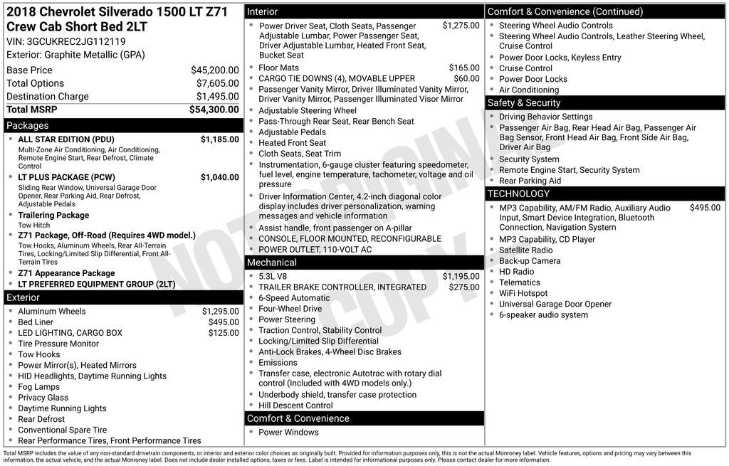 Used 2018 GRAPHITE METALLIC Chevrolet LT image 1