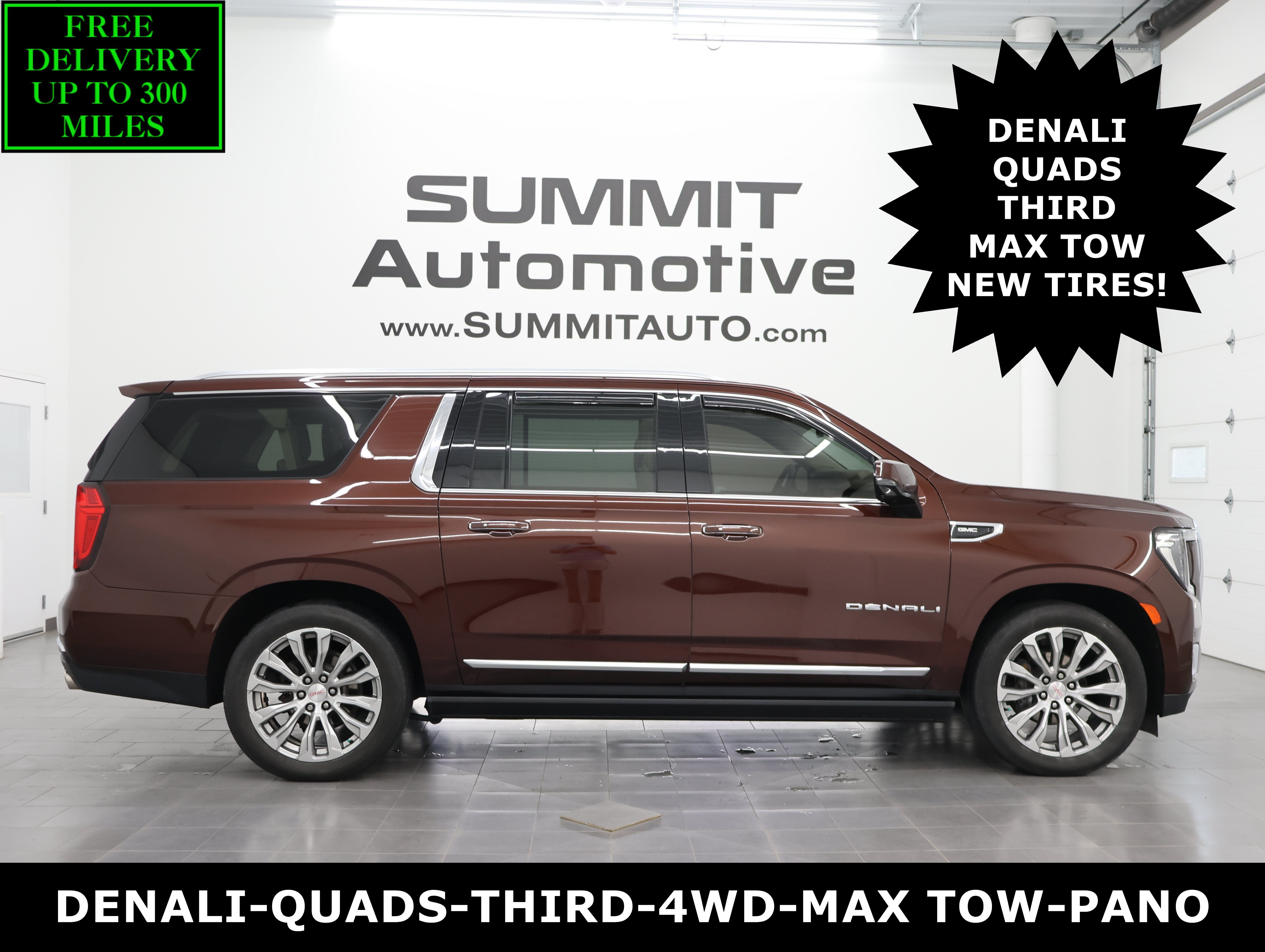Used 2022 Redwood Metallic GMC 4x4 Denali: DENALI-QUADS-THIRD-PANO-MAX TOW-HEAT/COOL SEATS-NEW TIRES image 1