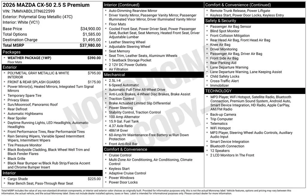 New 2026 Gray Mazda 2.5 S Premium image 6