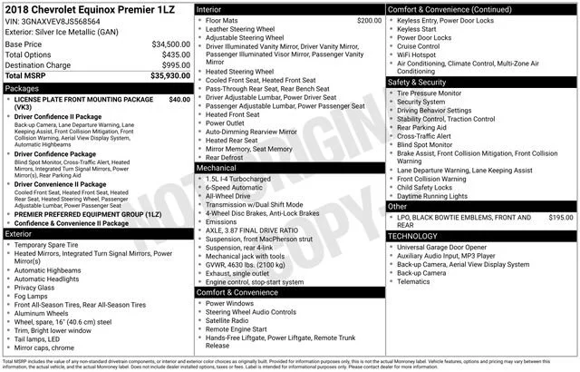 Used 2018 SILVER ICE METALLIC Chevrolet Premier image 1