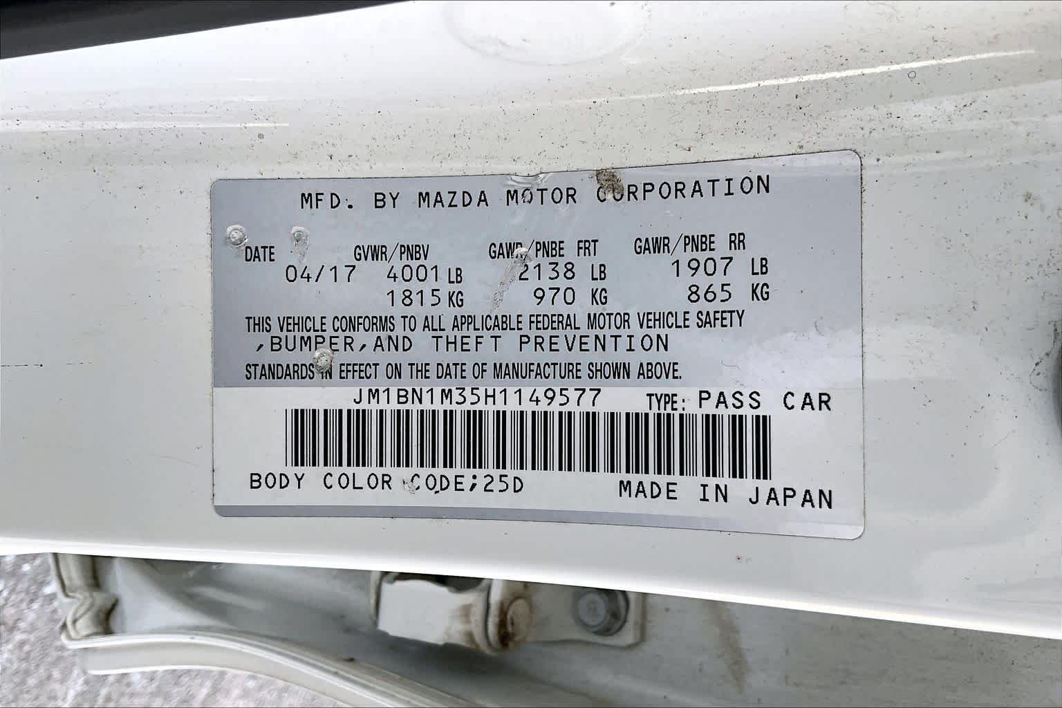 Used 2017 Snowflake White Pearl Mica Mazda Grand Touring image 35