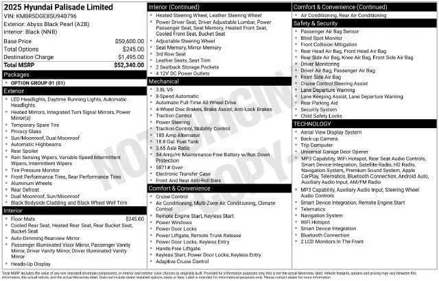 Used 2025 Black Hyundai Limited image 10