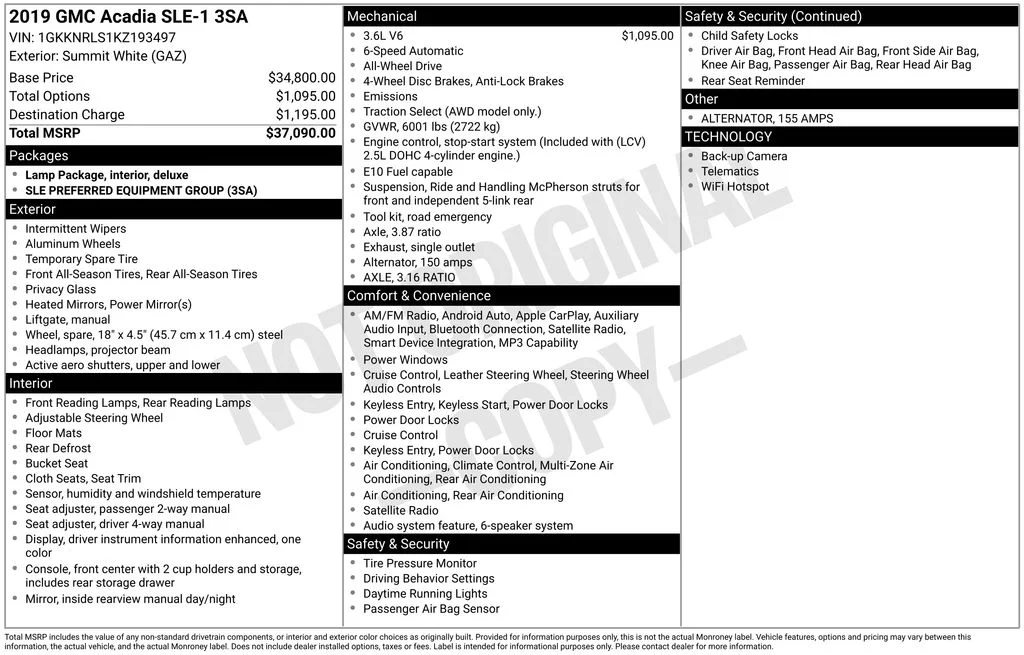 Used 2019 White GMC SLE-1 image 3