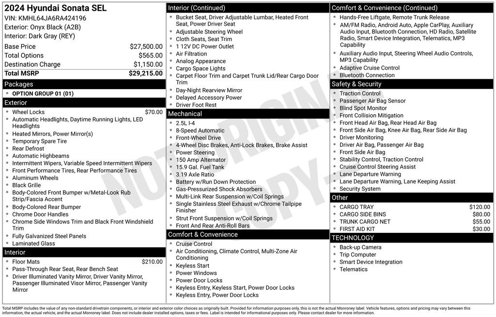 Used 2024 Black Hyundai SEL image 24