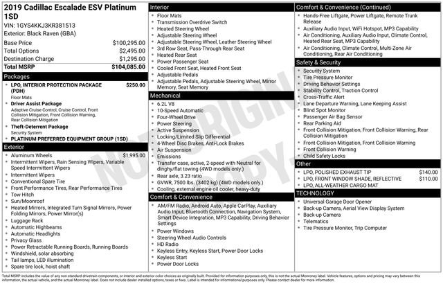 Used 2019 Black Cadillac Platinum Edition image 32