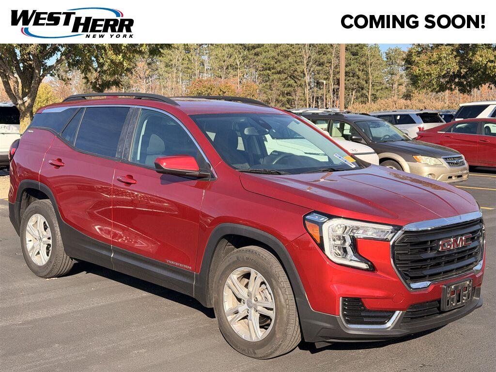 Used 2023 Volcanic Red Tintcoat GMC SLE image 1