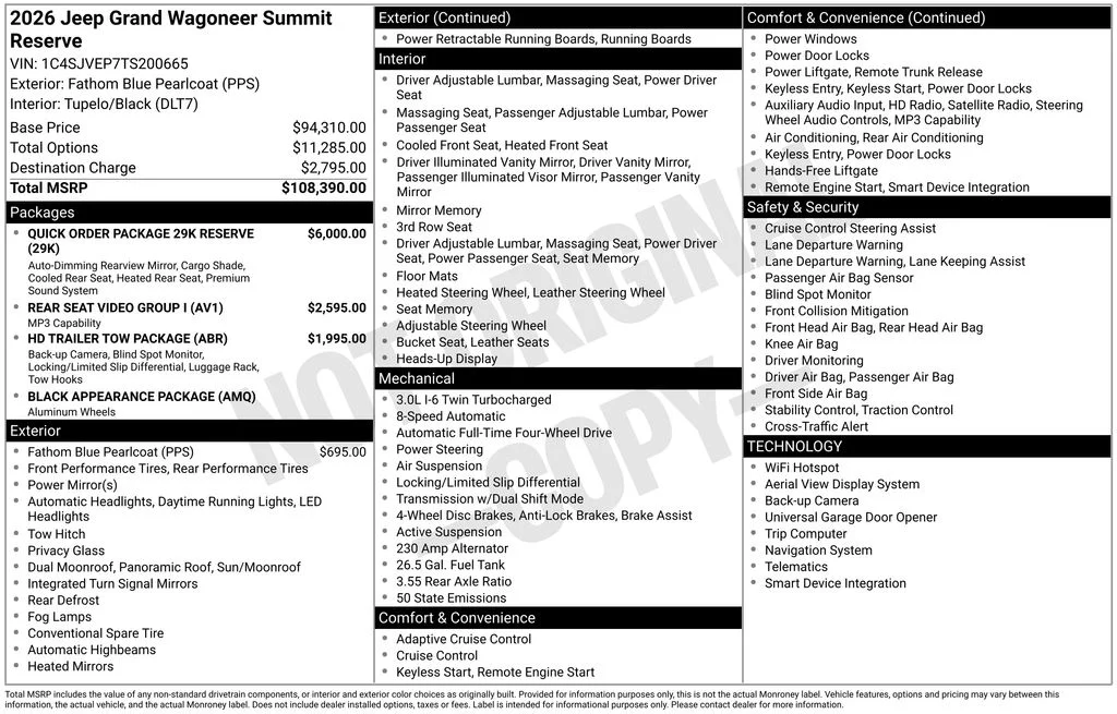 New 2026 Fathom Blue Pearl-Coat Exterior Paint (Late Availability) Jeep Summit Reserve image 6