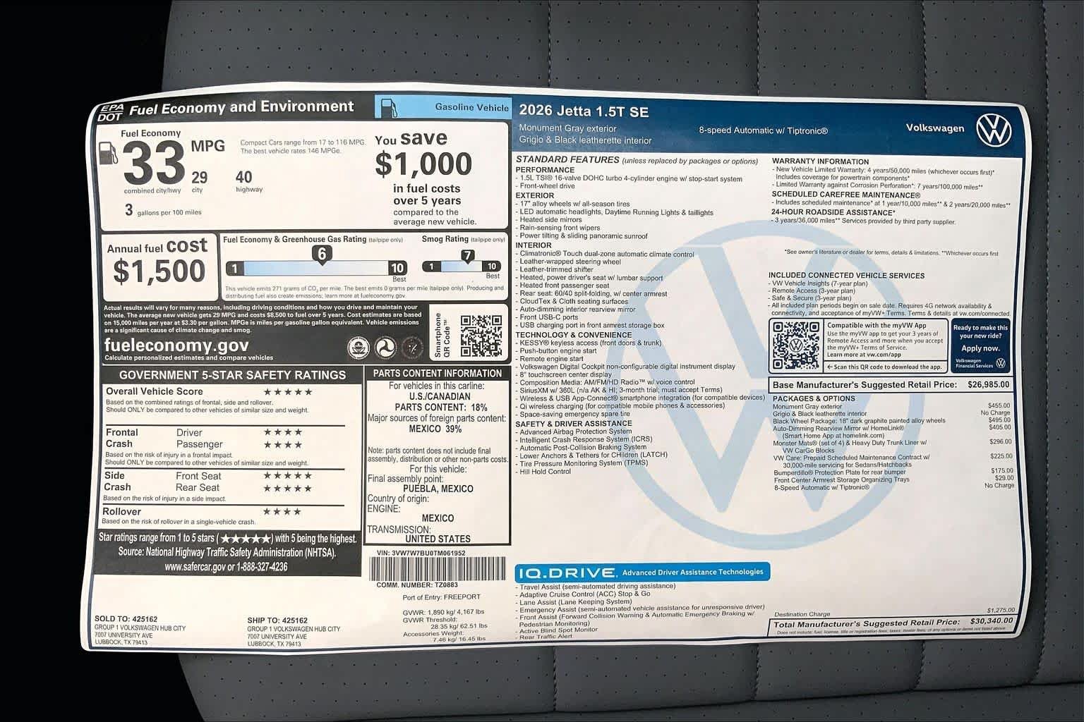 New 2026 Monument Gray Volkswagen SE image 21