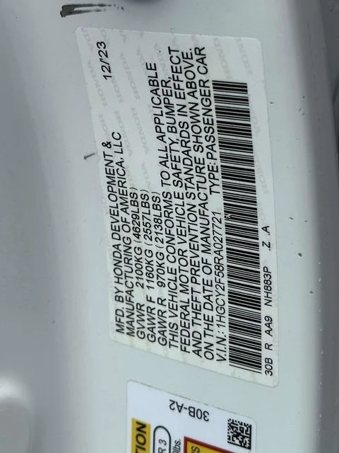 Certified Used 2024 Platinum White Pearl Honda Sport image 19