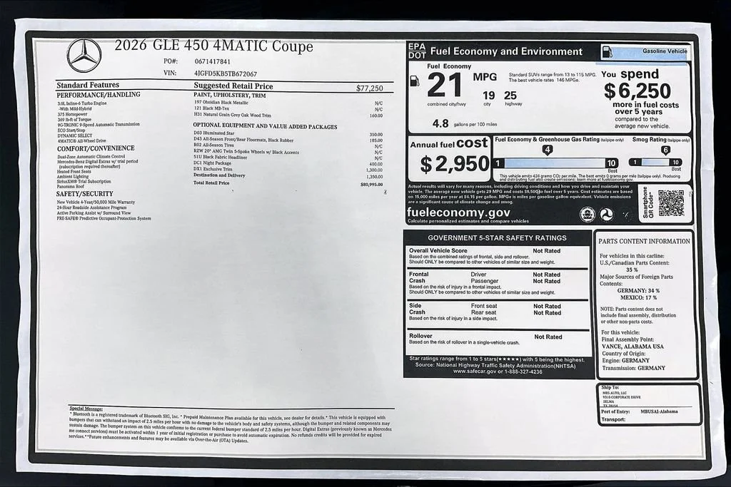 New 2026 Obsidian Black Metallic Mercedes-Benz GLE 450 image 32