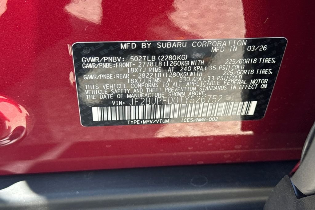 New 2026 CRIMSON RED PEARL Subaru Touring image 38