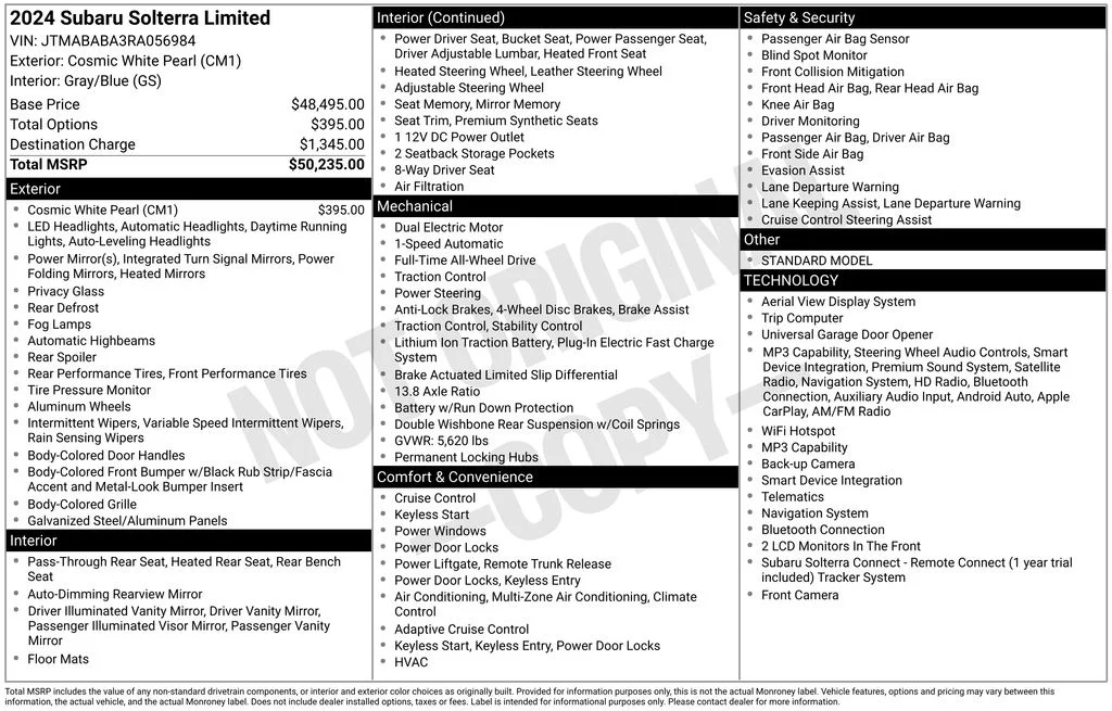 Used 2024 White Subaru Limited image 8