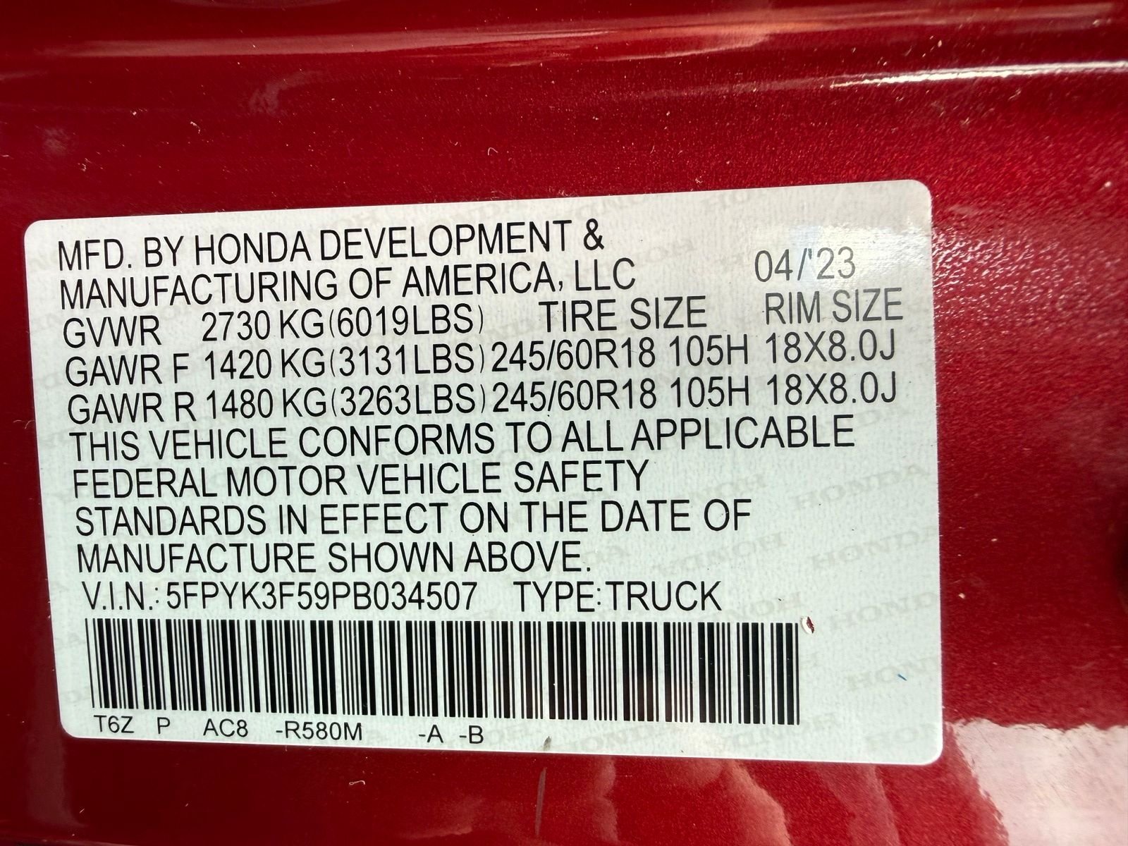 Certified Used 2023 Radiant Red Metallic II Honda RTL image 49
