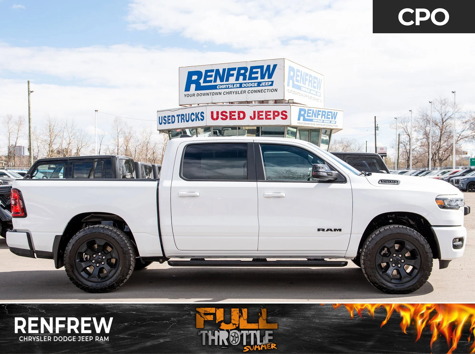 Certified Used 2026 White RAM Sport * Twin-Turbo | Panoramic Sunroof | Apple CarPlay | Lift Kit | Bedliner | 360 Camera | Nav image 1