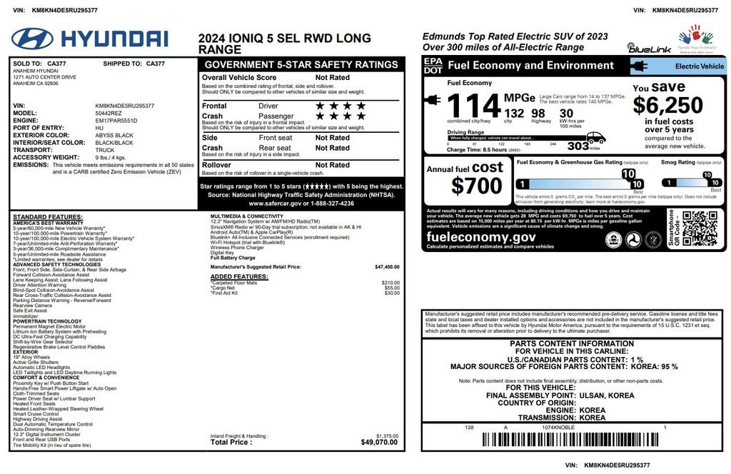 Used 2024 Hyundai IONIQ 5 SEL with VIN KM8KN4DE5RU295377 for sale in Phoenix, AZ