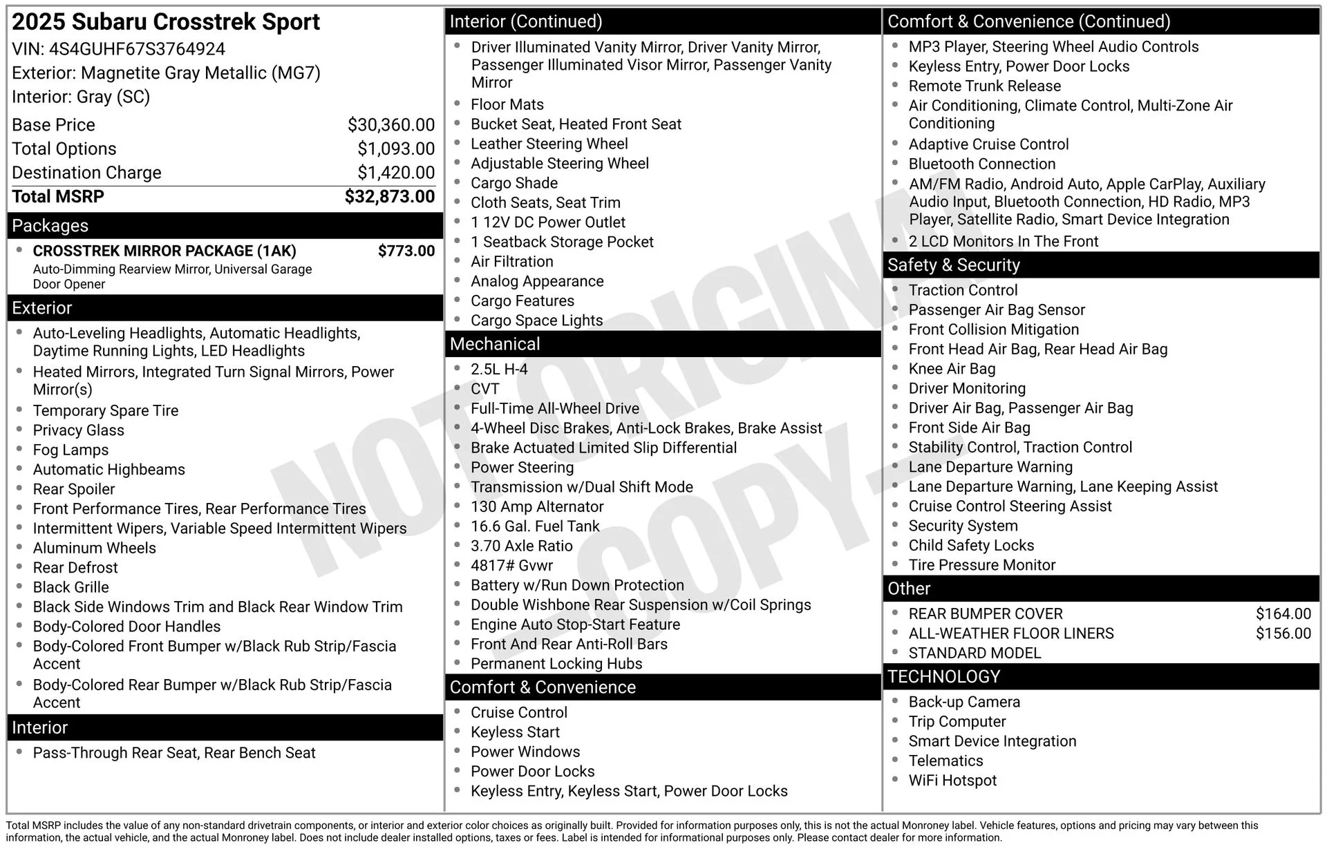 Used 2025 Gray Subaru Sport image 3