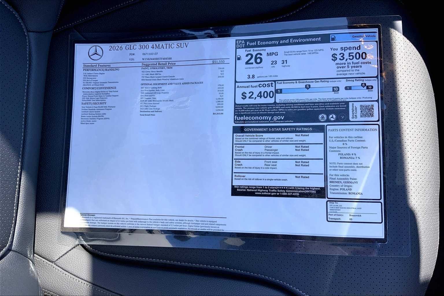 New 2026 Cirrus Silver Metallic Mercedes-Benz GLC 300 image 16