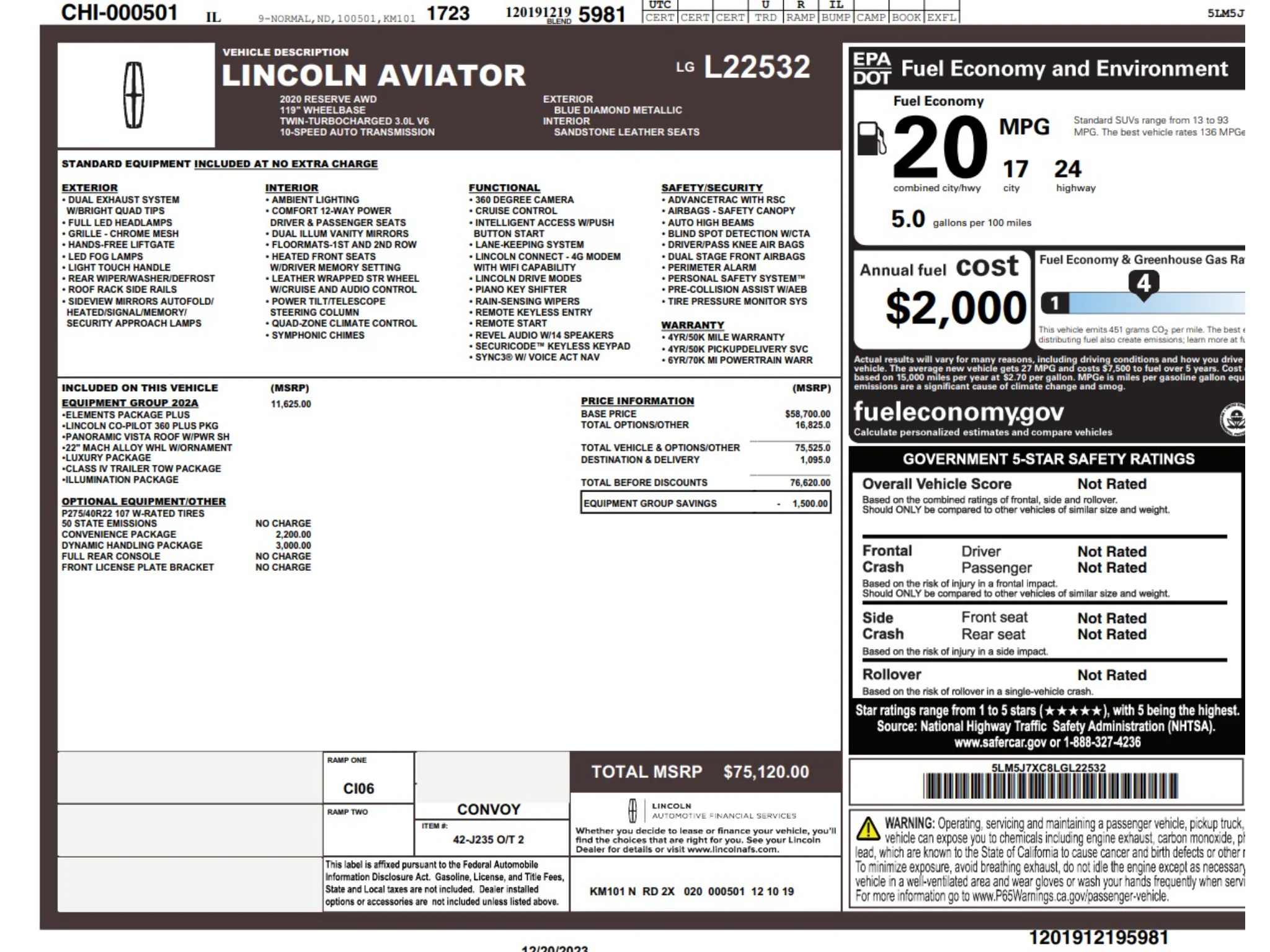 Used 2020 Blue Diamond Metallic Lincoln Reserve image 2