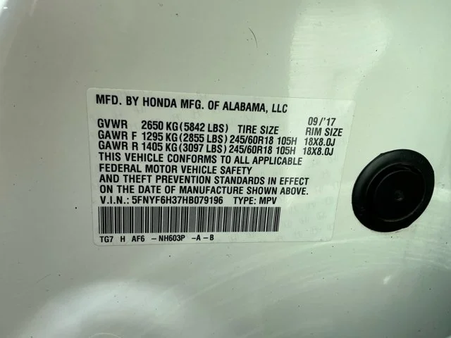 Used 2017 White Diamond Pearl Honda EX image 16