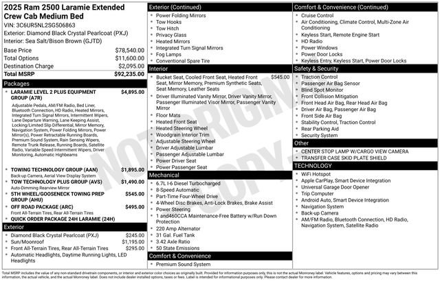 New 2025 Diamond Black Crystal Pearl-Coat Exterior Paint RAM Laramie image 48