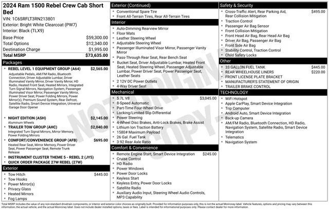 Certified Used 2024 Bright White Clearcoat Ram Rebel image 36