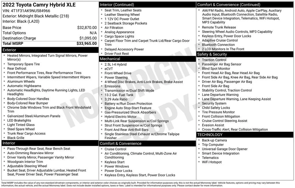 Used 2022 Black Toyota XLE image 17