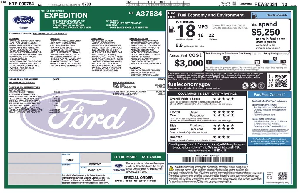 Certified Used 2024 Star White Ford Platinum image 37