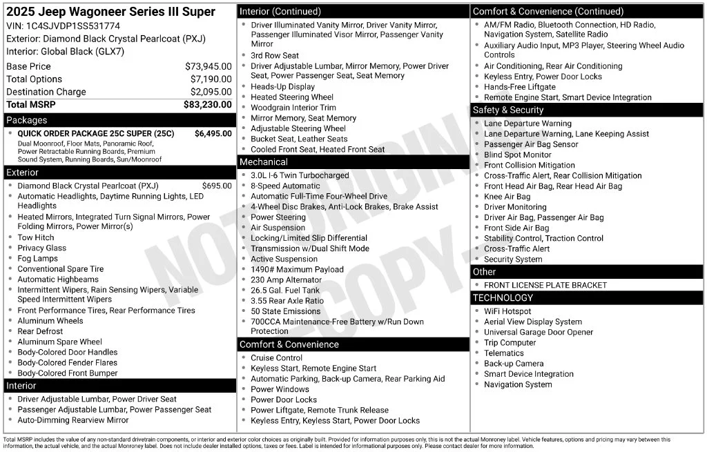 New 2025 Diamond Black Crystal Pearlcoat Jeep Series III image 6