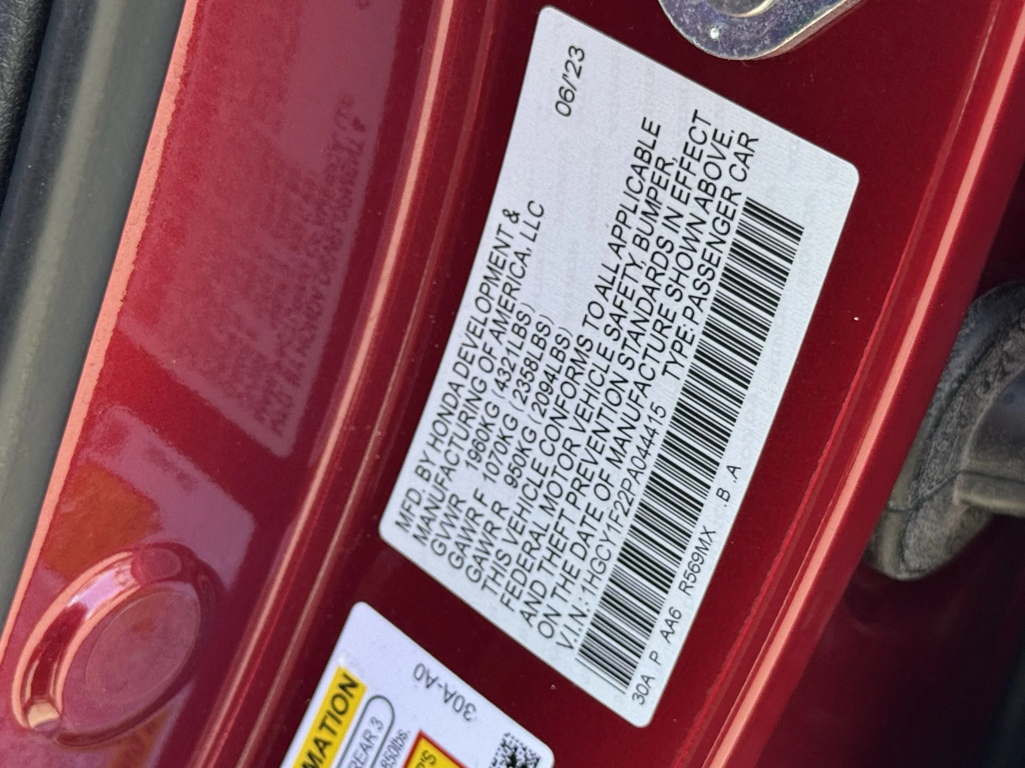 Used 2023 Radiant Red Metallic Honda LX image 31