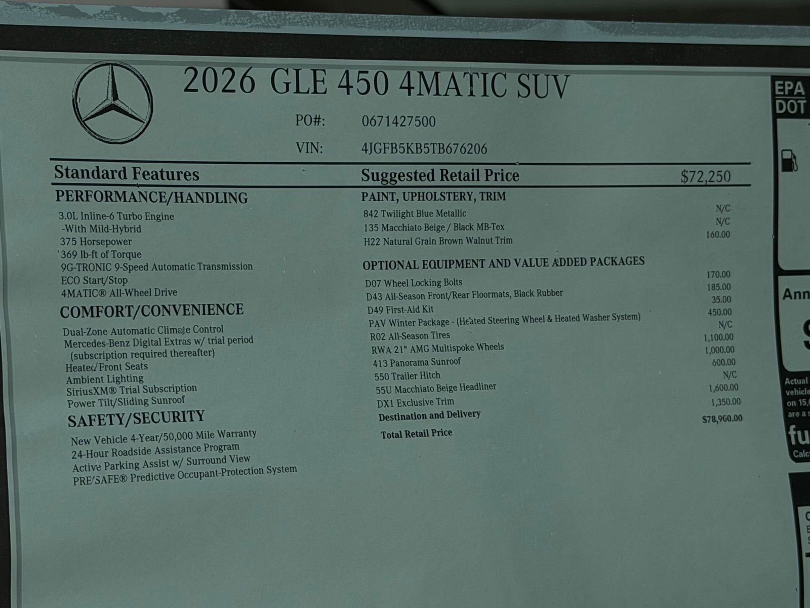 New 2026 Twilight Blue Metallic Mercedes-Benz GLE 450 image 24