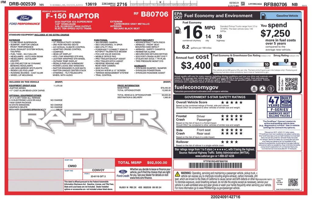 Used 2024 Gray Ford Raptor image 4