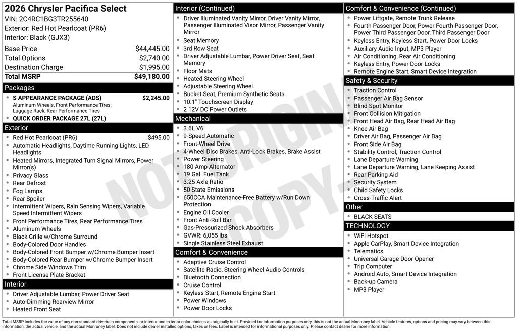 New 2026 Red Hot Pearl-Coat Exterior Paint Chrysler Select image 21