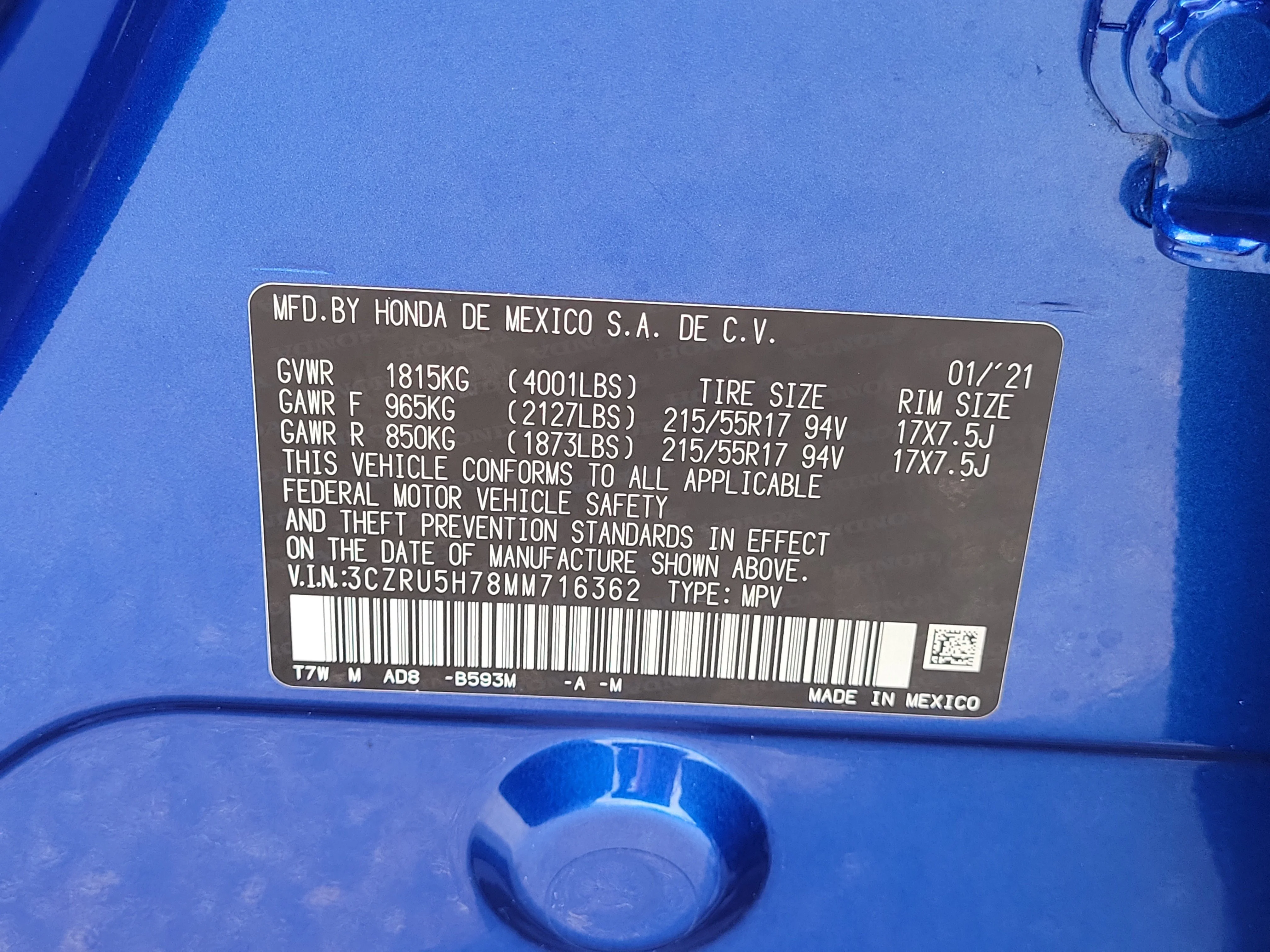 Certified Used 2021 Aegean Blue Metallic Honda EX-L image 33