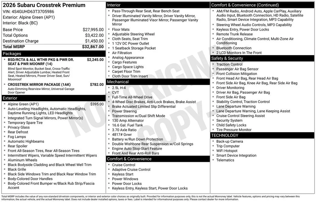 Certified Used 2026 Green Subaru Premium image 26