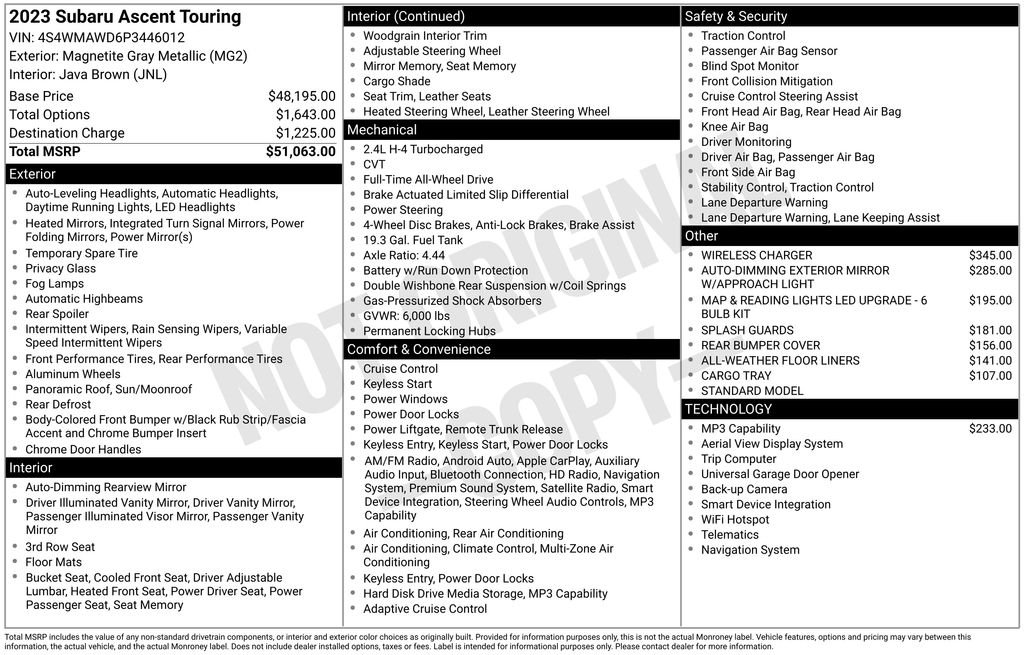Used 2023 Gray Subaru Touring image 1