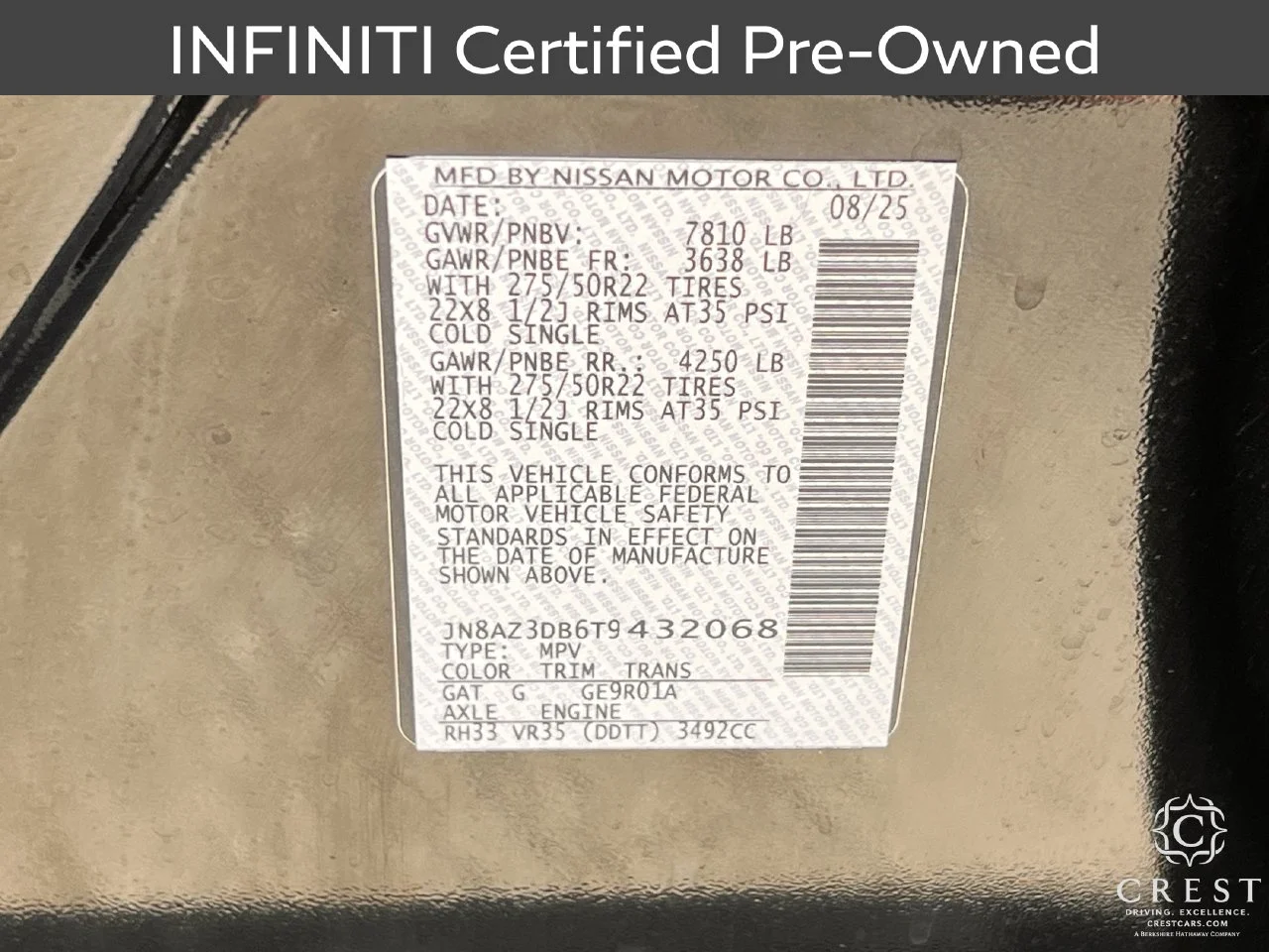 Certified Used 2026 Mineral Black INFINITI SPORT image 33
