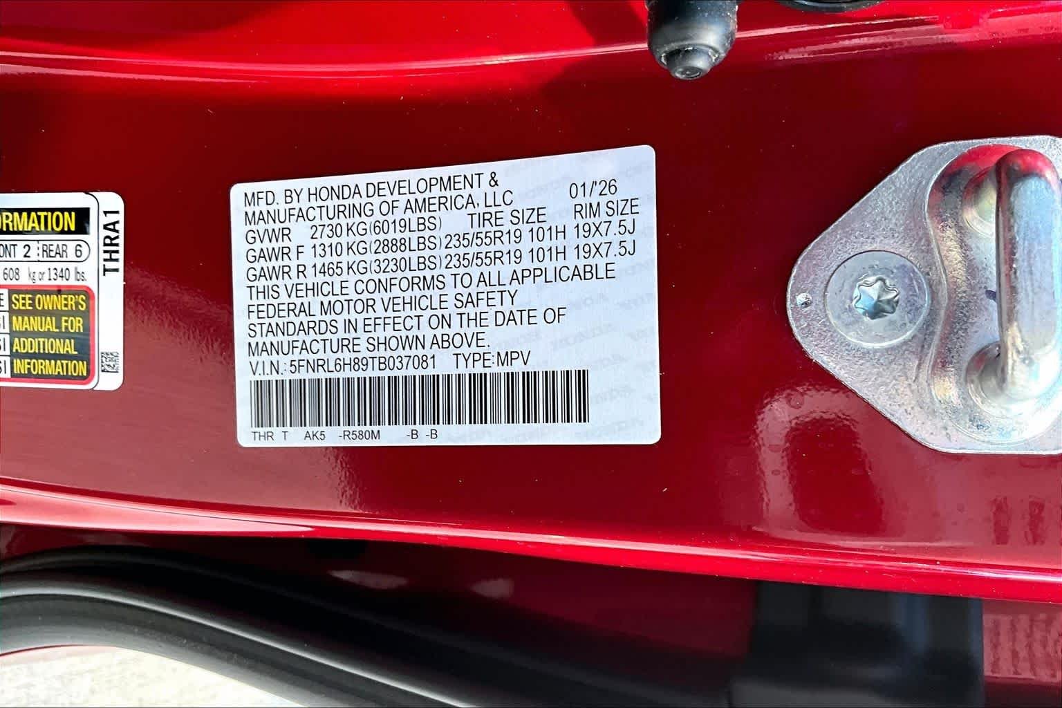 Used 2026 Radiant Red Metallic II Honda Touring image 34