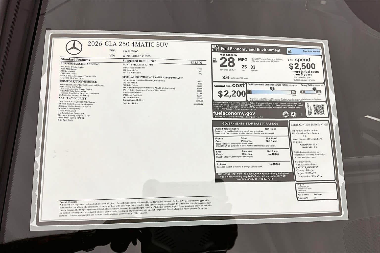 New 2026 Cosmos Black Metallic Mercedes-Benz GLA 250 image 25