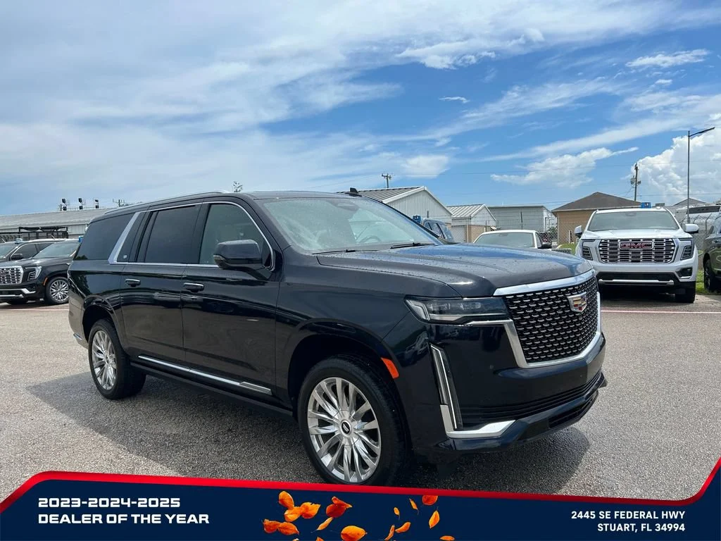 Used 2021 DARK MOON BLUE METALLIC Cadillac Premium Luxury image 2