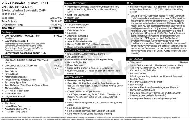 New 2027 Lakeshore Blue Metallic Chevrolet LT image 34