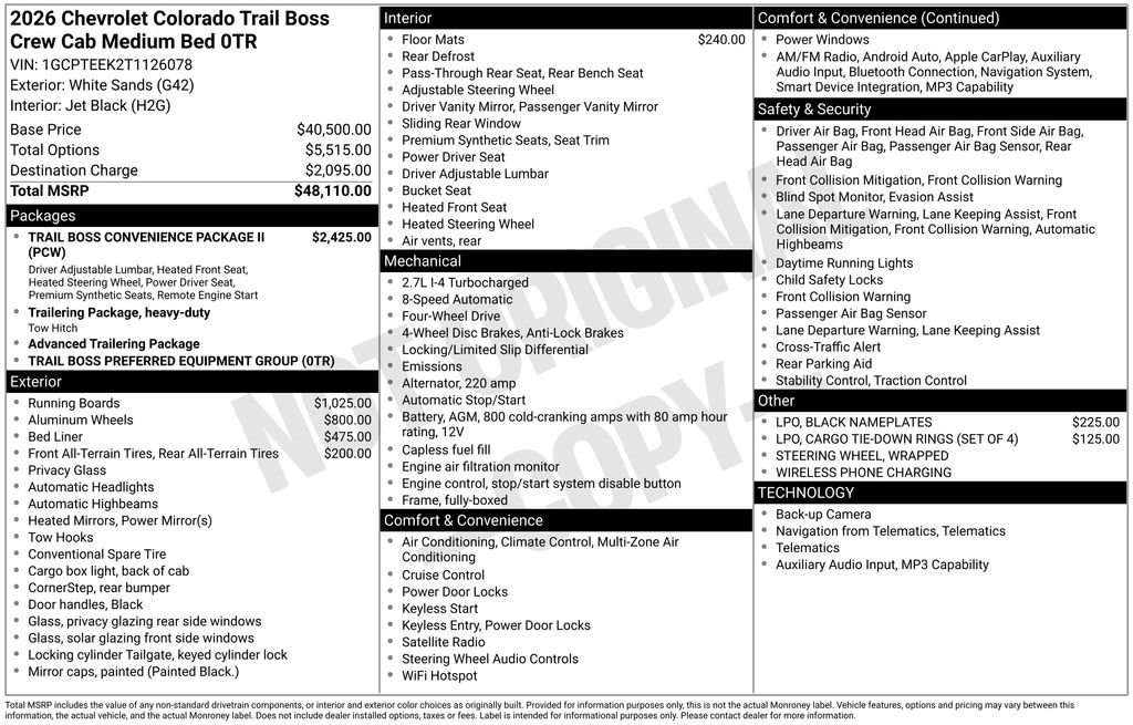 Used 2026 White Chevrolet Trail Boss image 11