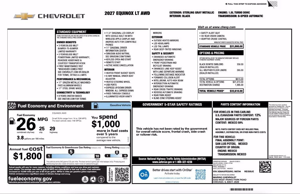 New 2027 Sterling Gray Metallic Chevrolet LT image 2