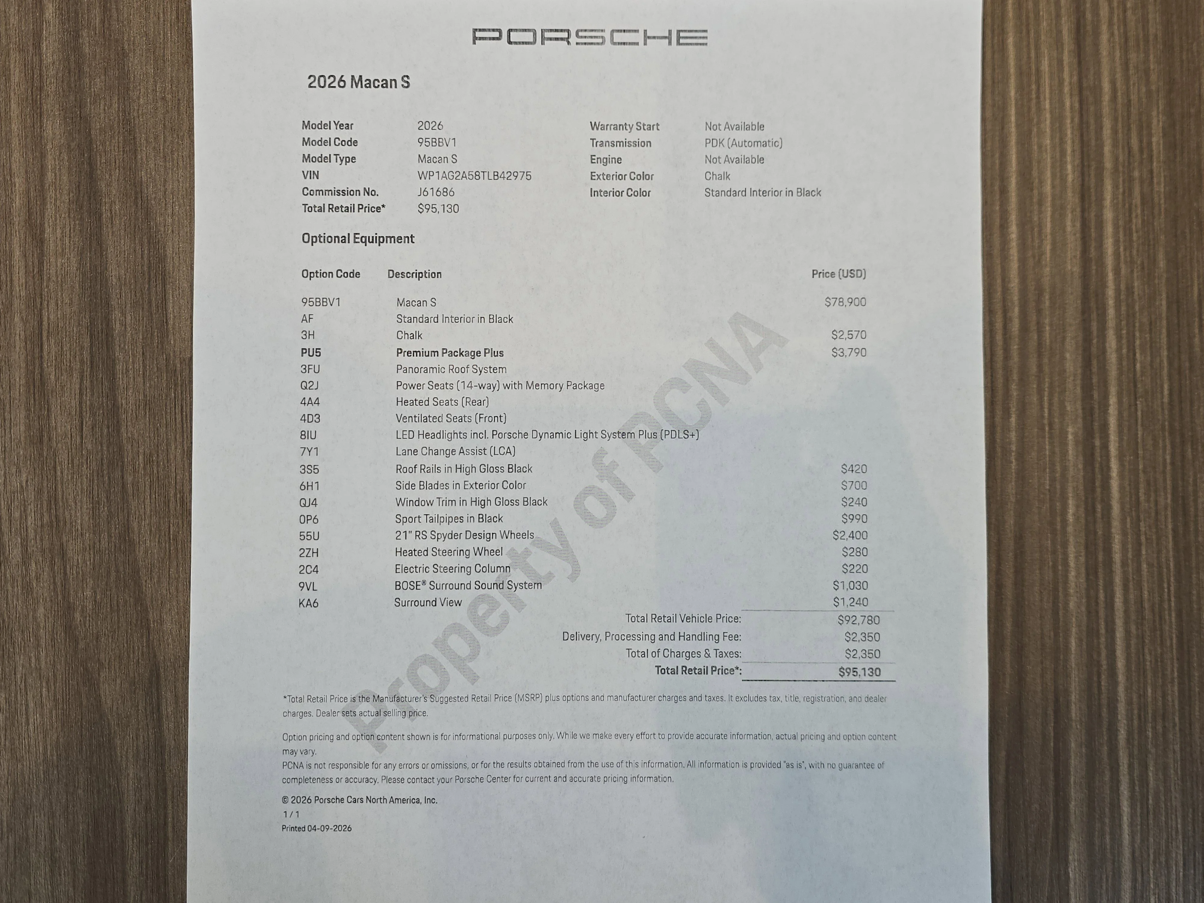New 2026 Chalk Porsche S image 28