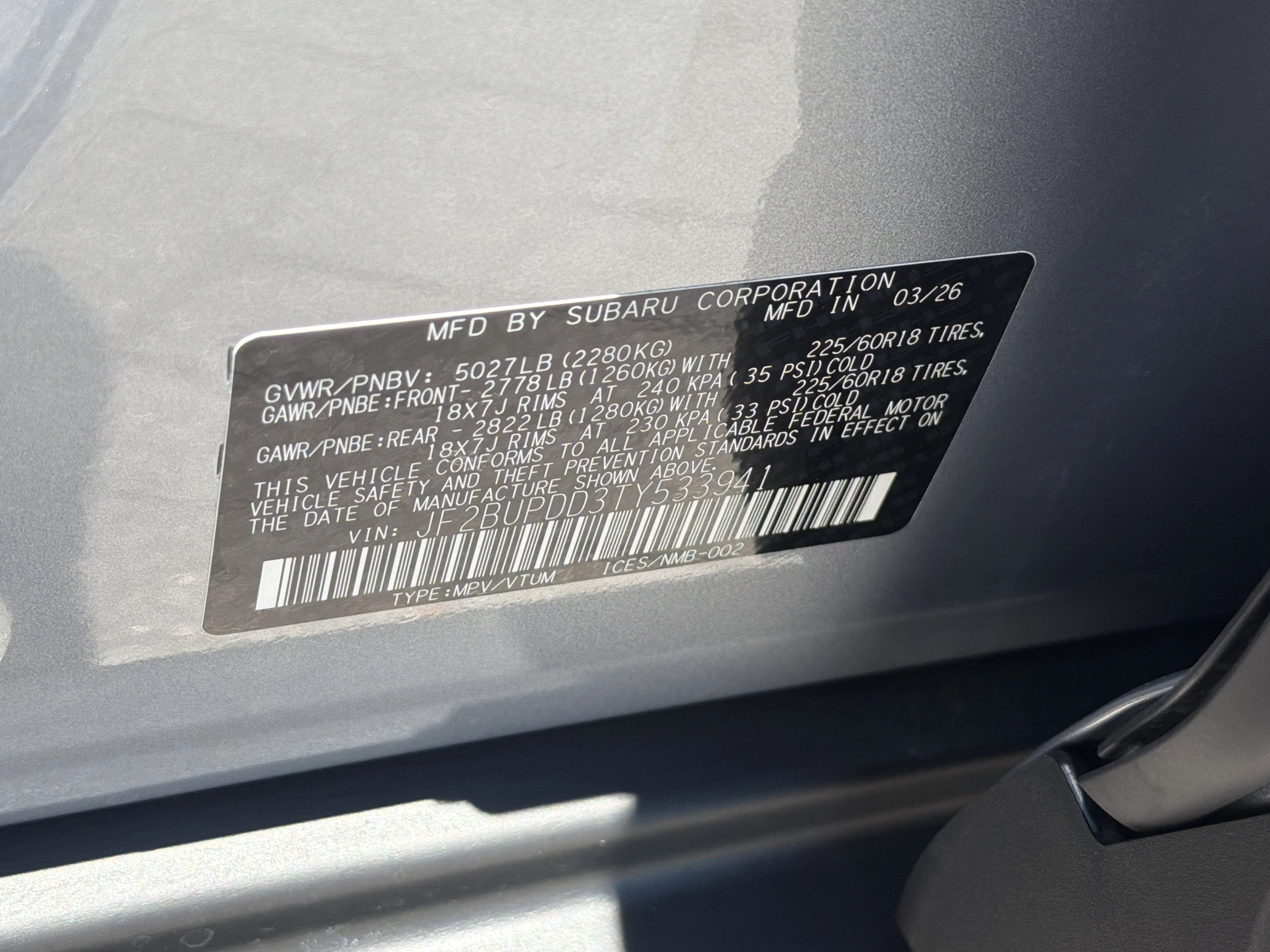 New 2026 ICE SILVER METALLIC Subaru Limited image 33