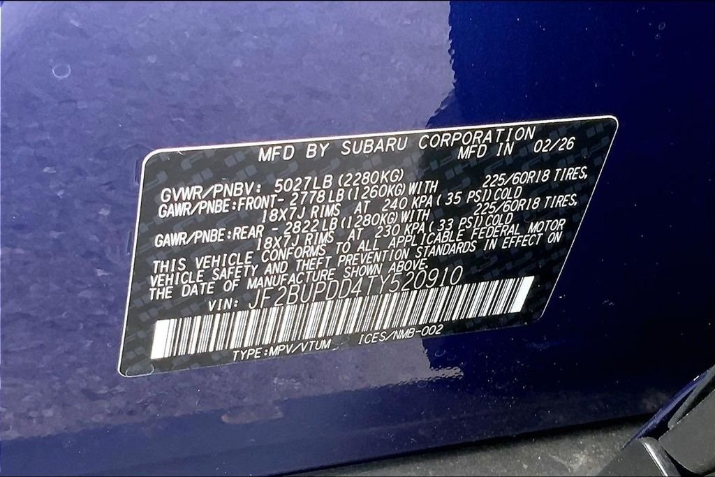 New 2026 SAPPHIRE BLUE PEARL Subaru Limited image 8