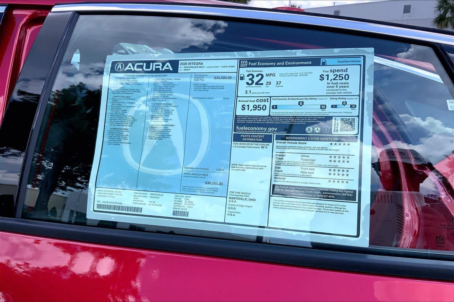 New 2026 Performance Red Pearl Acura  image 20